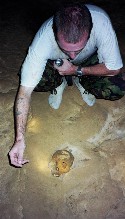 In the cave, we saw remains from several sacrifices.  Our guide Ted pointed out the filed teeth on this skull, which indicated the person was of high social stature.