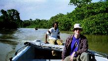 Our guide Buck, taking us up the Monkey River 